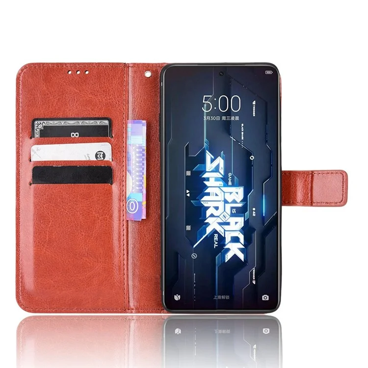 Für Xiaomi Black Hai 5 Crazy Horse Texture Collision Proof Phone Hülle, PU Leder -Stand Wallet Flip Cover - Braun