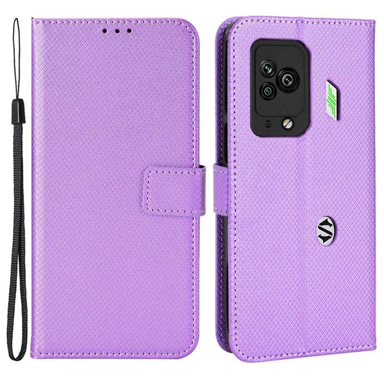 Für Xiaomi Black Shark 5 Pro Diamond Textur Stand Wallet Shell PU Leder Schutzhülle - Lila