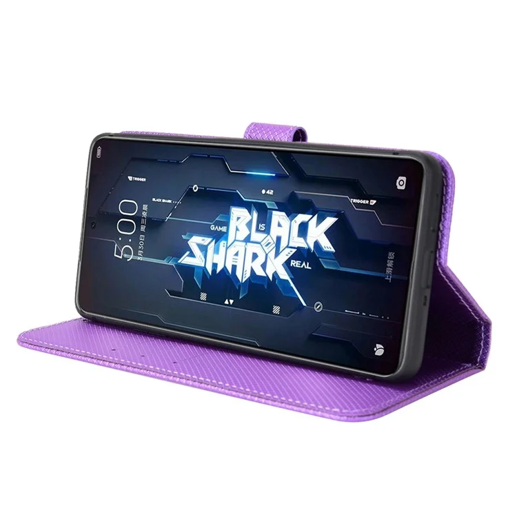 Für Xiaomi Black Shark 5 Pro Diamond Textur Stand Wallet Shell PU Leder Schutzhülle - Lila