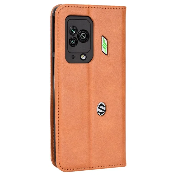 Für Xiaomi Black Shark 5 Pro Mosaic Eingeprägter Vollschutz Auto Schließung Magnetischer Telefonhülle Retro Textur PU Leder Brieftasche Abdeckung - Braun