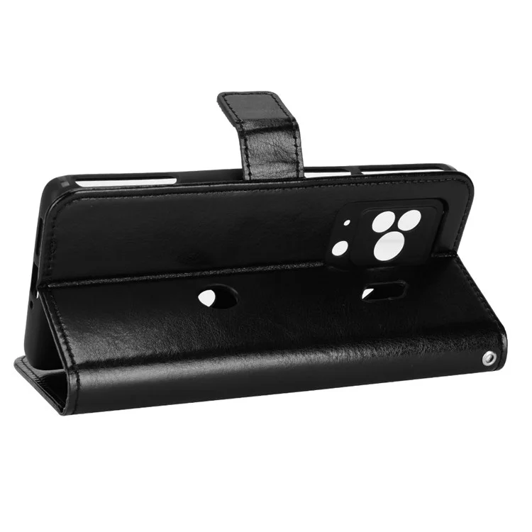 Für Xiaomi Black Shark 5 Pro Crazy Horse Texture Phone Hülle, PU Leder Gut Geschütztes Stand Wallet Flip Cover - Schwarz