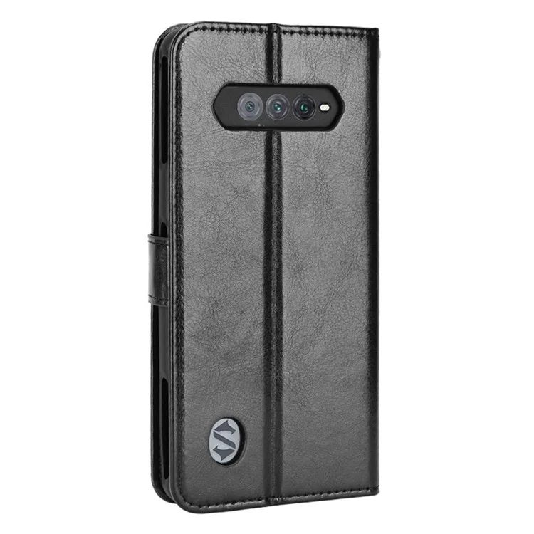 Für Xiaomi Black Shark 5 RS Crazy Horse Textur Vollberichterstattung Telefonhülle, PU Leder Stand Wallet Flip Cover - Schwarz