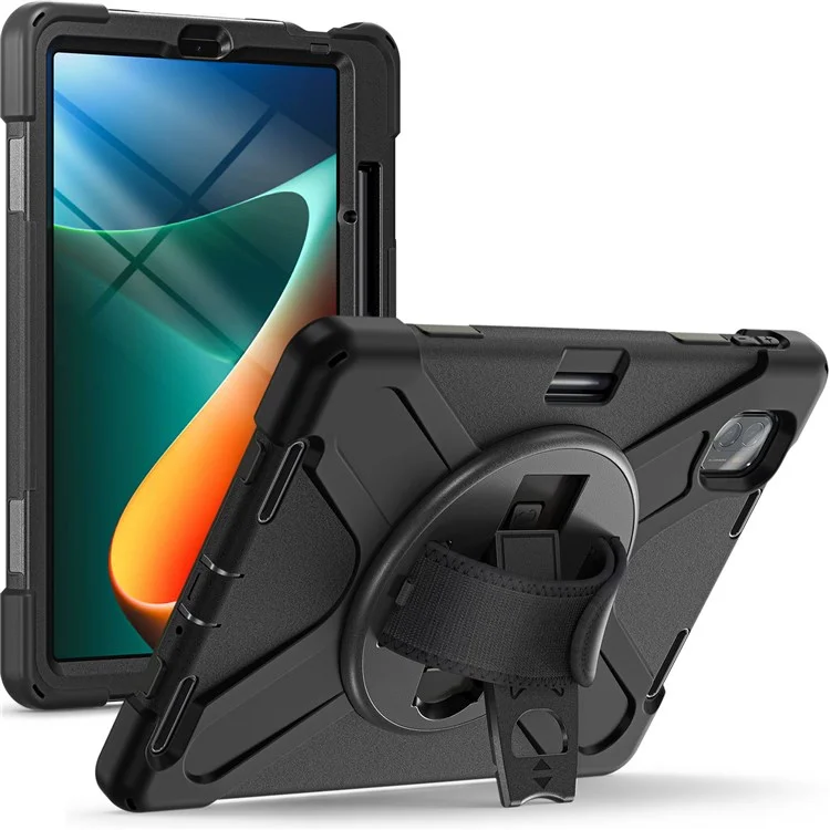 Para Xiaomi Pad 5/Pad 5 Pro 11" Capa de Tablet com Suporte Rotativo de 360°, Anti-queda e Resistente a Choques, PC + Silicone - Preta