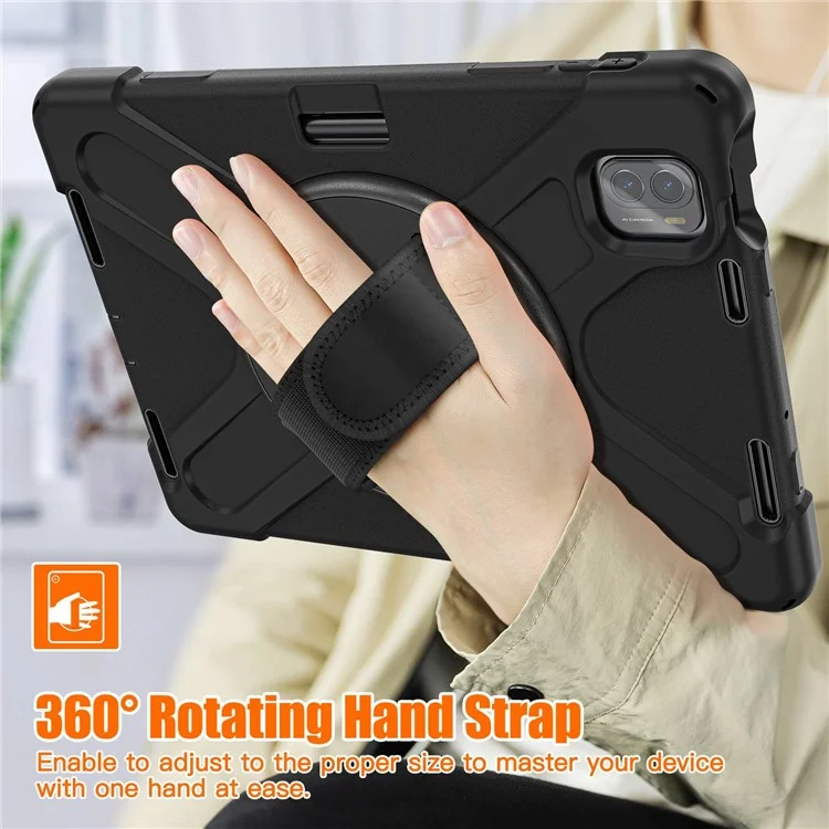 Para Xiaomi Pad 5/Pad 5 Pro 11" Capa de Tablet com Suporte Rotativo de 360°, Anti-queda e Resistente a Choques, PC + Silicone - Preta