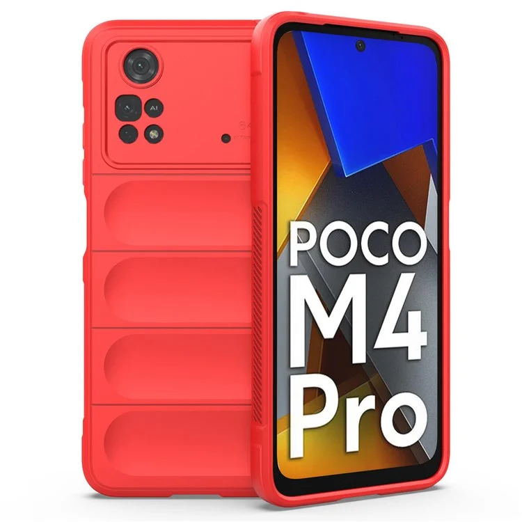 Per Xiaomi Poco M4 Pro 4G Drop-tpu Cover Tethop Copertura Anti-slip Begno Reda Regno - Rosso