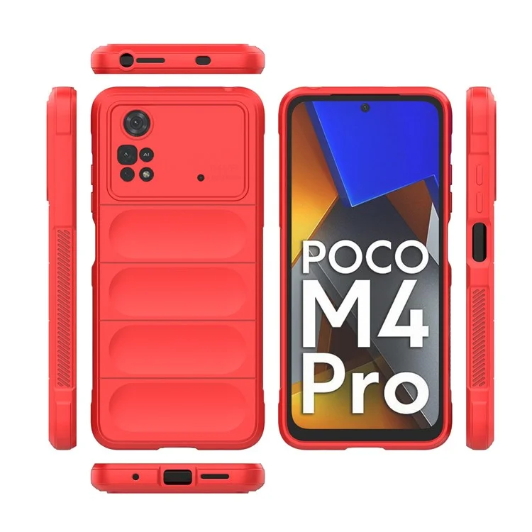 Per Xiaomi Poco M4 Pro 4G Drop-tpu Cover Tethop Copertura Anti-slip Begno Reda Regno - Rosso