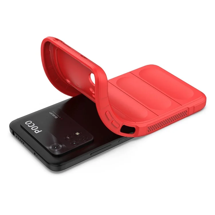 Per Xiaomi Poco M4 Pro 4G Drop-tpu Cover Tethop Copertura Anti-slip Begno Reda Regno - Rosso
