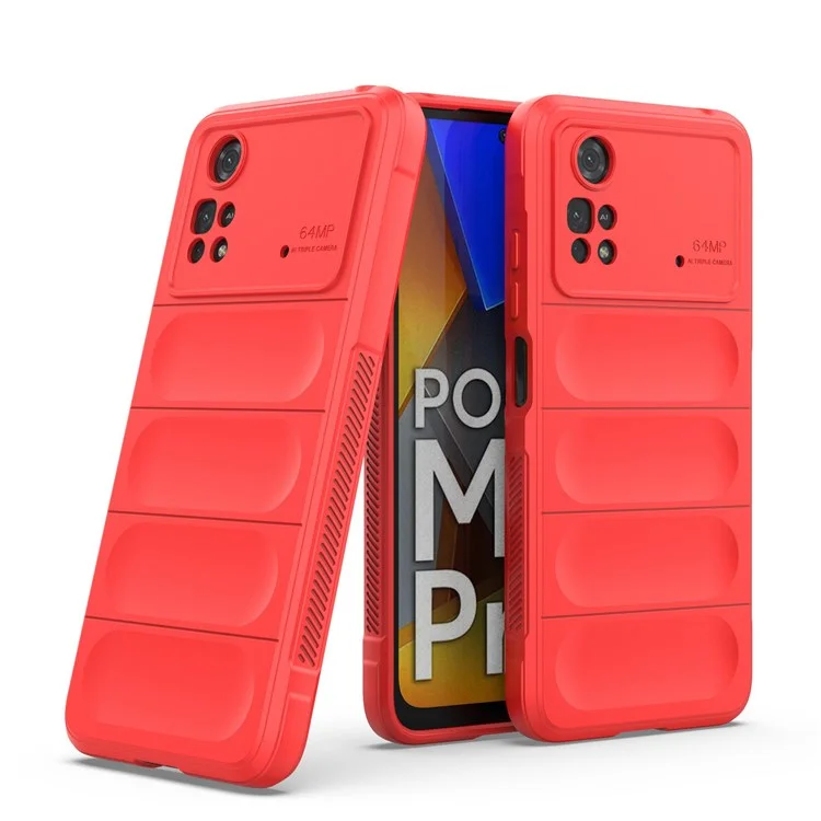 Per Xiaomi Poco M4 Pro 4G Drop-tpu Cover Tethop Copertura Anti-slip Begno Reda Regno - Rosso