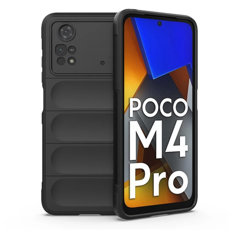 For Xiaomi Poco M4 Pro 4G Drop-proof TPU Phone Cover Anti-slip Edge Rugged Back Case - Black