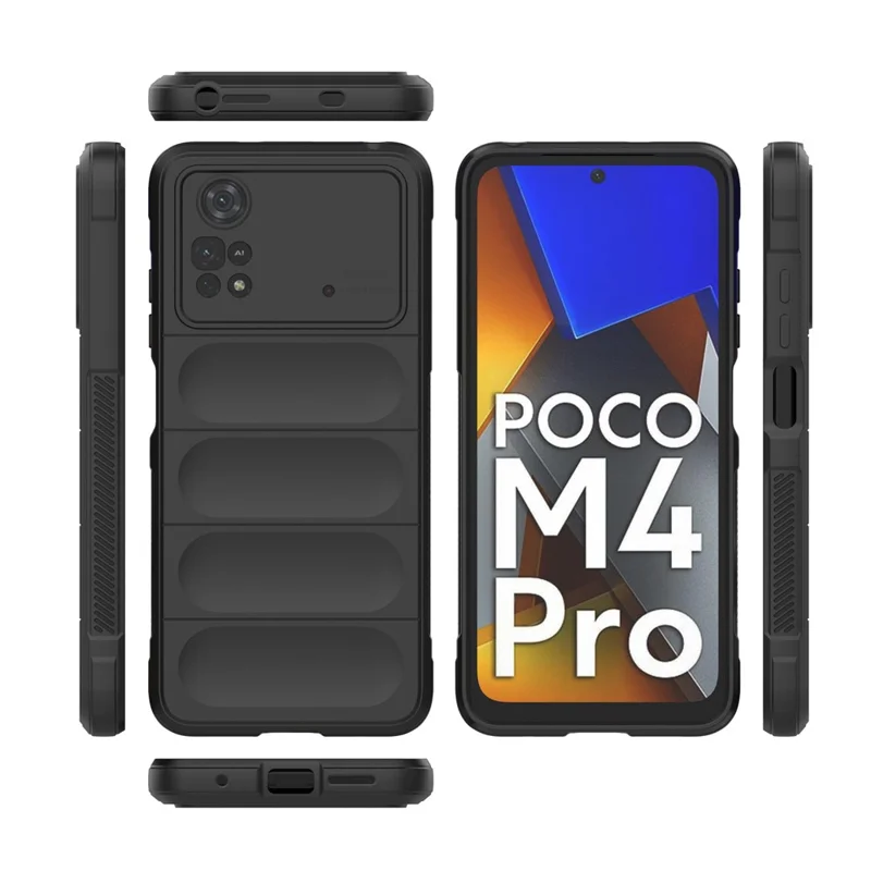 For Xiaomi Poco M4 Pro 4G Drop-proof TPU Phone Cover Anti-slip Edge Rugged Back Case - Black