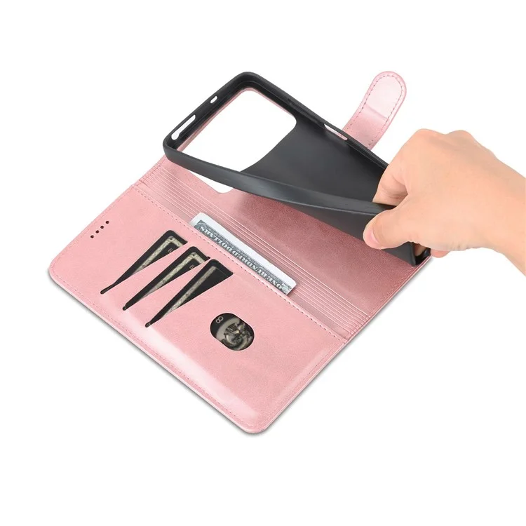 AZNS Para Xiaomi Poco M4 Pro 4G PU Catura de Catura de Cazeir - Rosa Ouro
