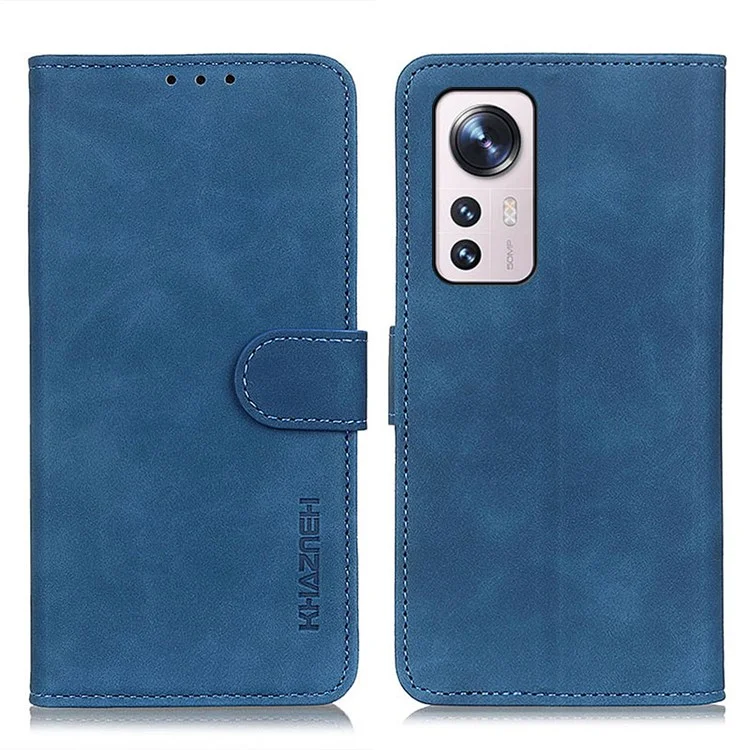 KHAZNEH Per Xiaomi 12 Lite Vintage Testurizzata in Pelle PU Custodia Protettiva Antiurto Copertura con Supporto Portafoglio - Blu