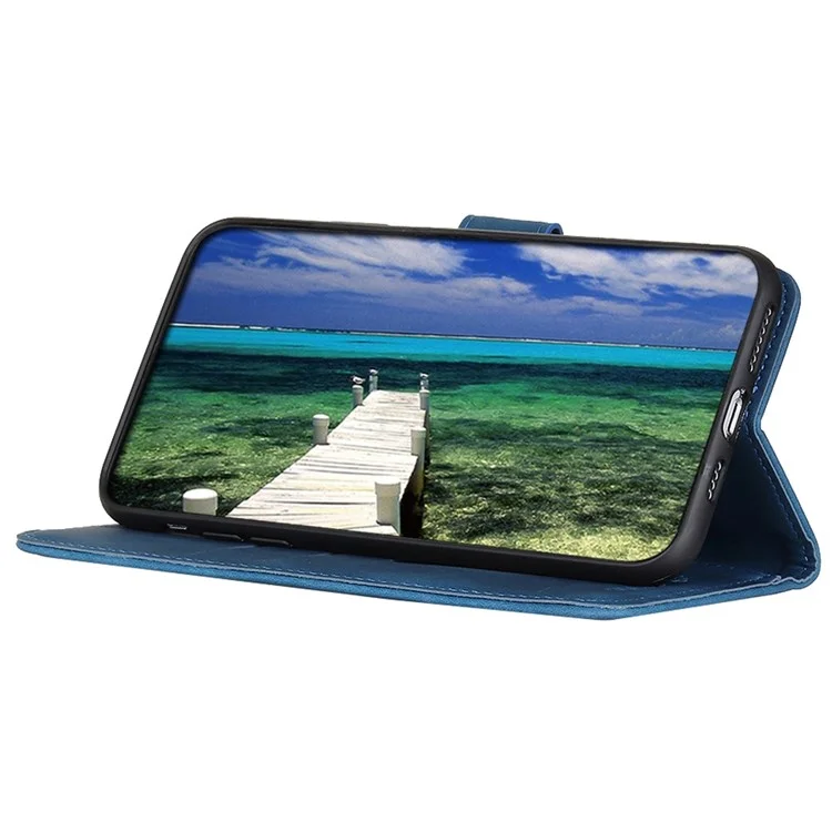 KHAZNEH Per Xiaomi 12 Lite Vintage Testurizzata in Pelle PU Custodia Protettiva Antiurto Copertura con Supporto Portafoglio - Blu