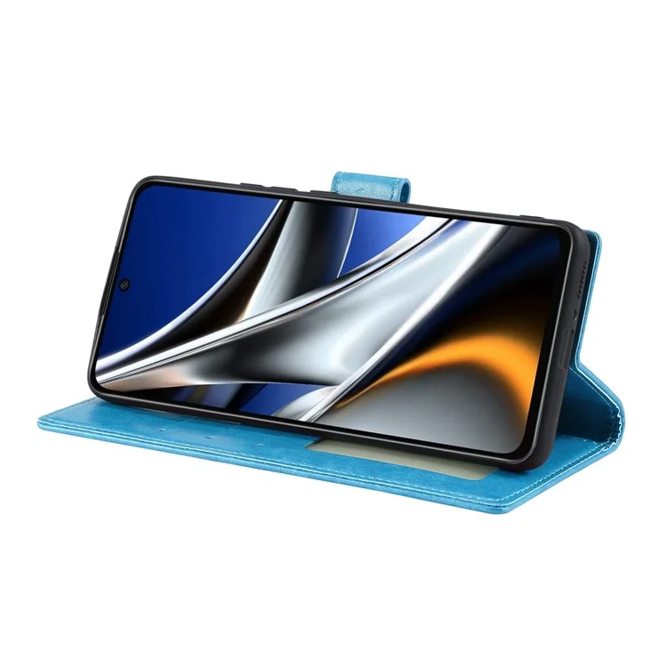 Estuche de Cuero de Diseño de Billetera de Mandala de Mandala Impreso Con Correa Para Xiaomi Poco M4 Pro 4G, Anti-Drop Full Protection Phone Stand Case - Azul