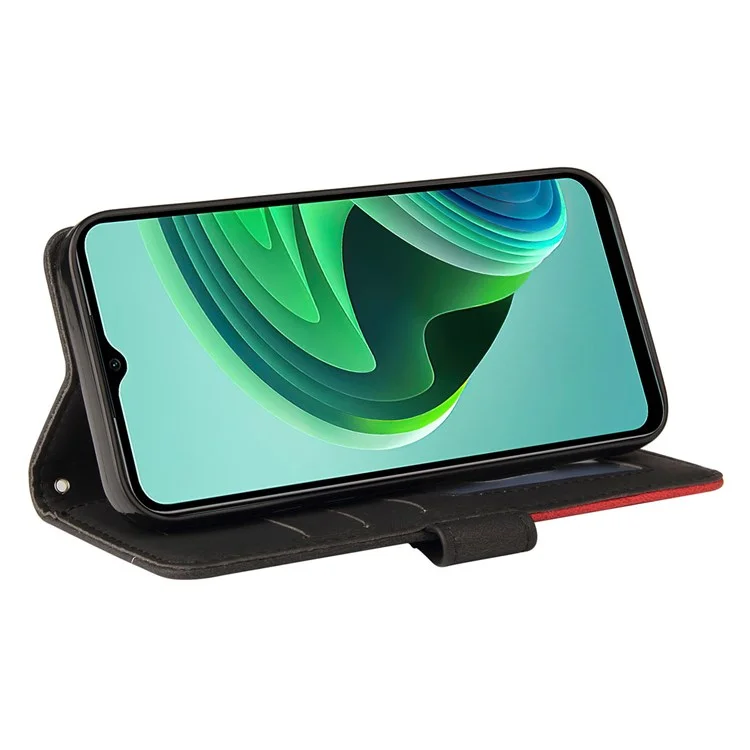 For Xiaomi Redmi 10 Prime+ 5G/Redmi Note 11E/Redmi Note 10 5G Mobile Phone Case Anti-scratch Dual-color Splicing PU Leather Wallet Function Phone Cover Stand Shell with Strap - Black