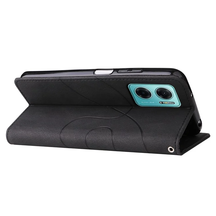 For Xiaomi Redmi 10 Prime+ 5G/Redmi Note 11E/Redmi Note 10 5G Mobile Phone Case Anti-scratch Dual-color Splicing PU Leather Wallet Function Phone Cover Stand Shell with Strap - Black