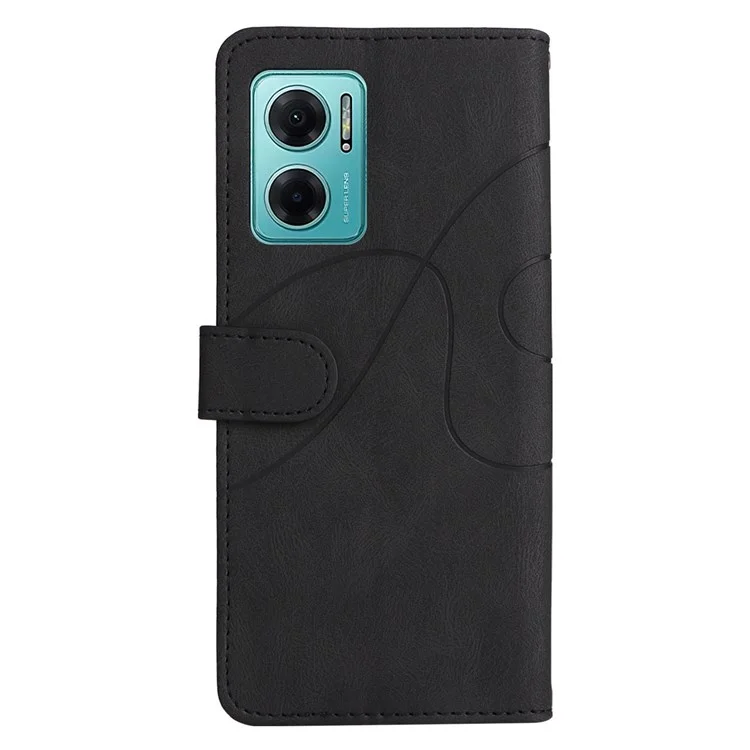 For Xiaomi Redmi 10 Prime+ 5G/Redmi Note 11E/Redmi Note 10 5G Mobile Phone Case Anti-scratch Dual-color Splicing PU Leather Wallet Function Phone Cover Stand Shell with Strap - Black