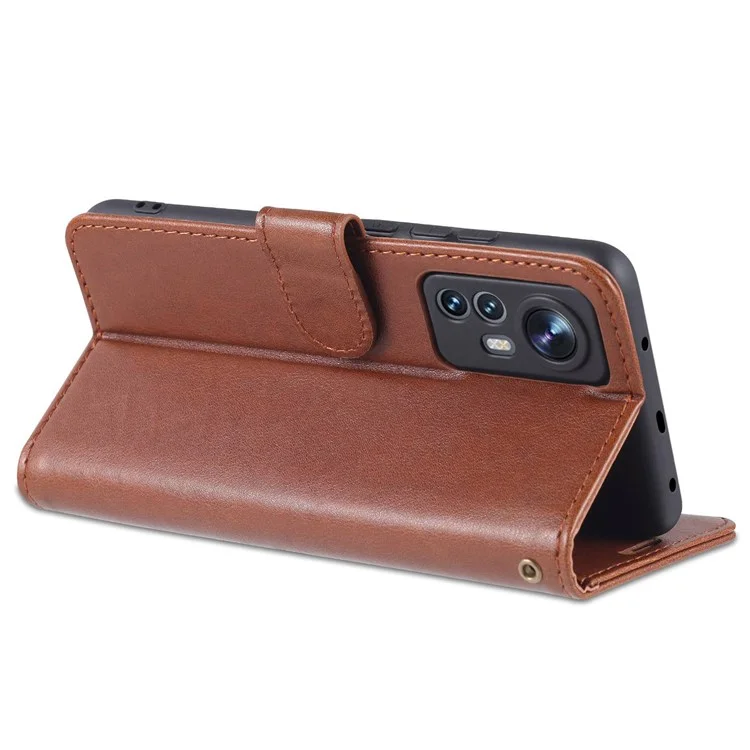 AZNS Pour Xiaomi 12 Lite Texture en Cuir Texturé Portefeuille Anti-Fall TPU Inner Shell Stand Téléphone Téléphone - Brun