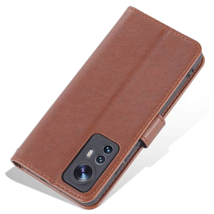 AZNS Pour Xiaomi 12 Lite Texture en Cuir Texturé Portefeuille Anti-Fall TPU Inner Shell Stand Téléphone Téléphone - Brun