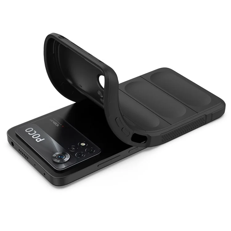 Для Xiaomi Poco X4 Pro 5G Anti-slip Edge Precise Cutout Drop-proof TPU Phone Cover Rugged Back Case - Black