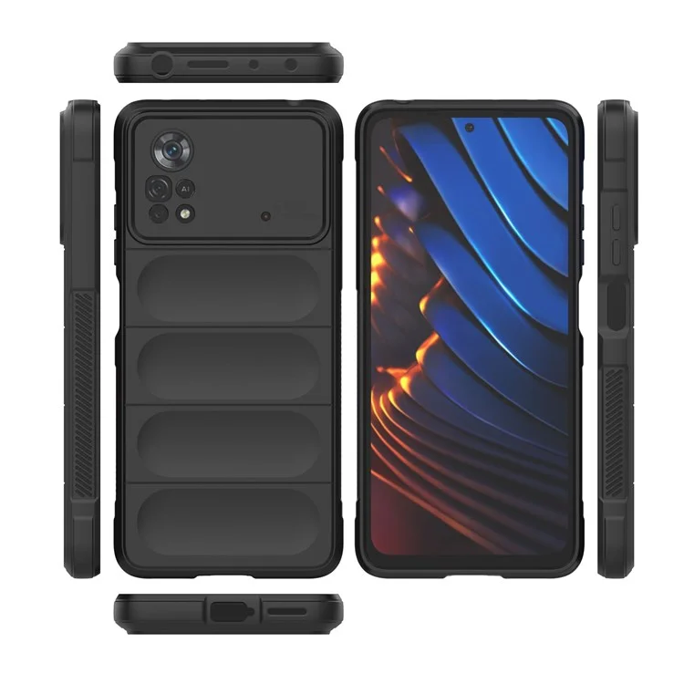 Для Xiaomi Poco X4 Pro 5G Anti-slip Edge Precise Cutout Drop-proof TPU Phone Cover Rugged Back Case - Black