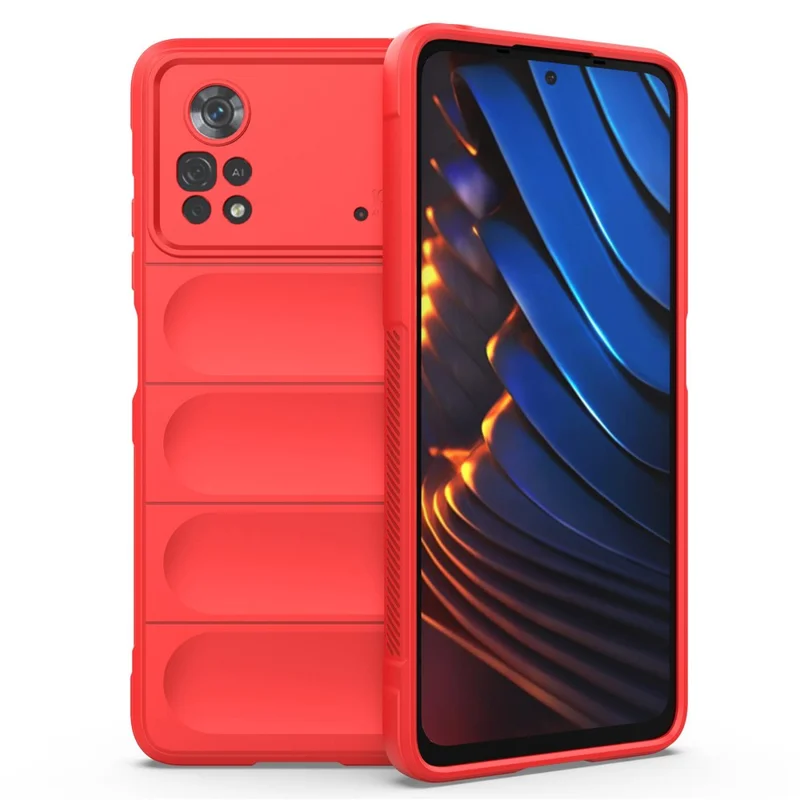 For Xiaomi Poco X4 Pro 5G Anti-slip Edge Precise Cutout Drop-proof TPU Phone Cover Rugged Back Case - Red