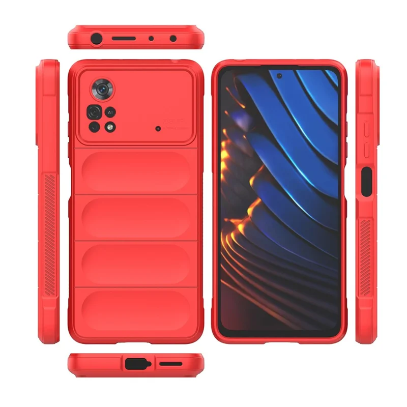 For Xiaomi Poco X4 Pro 5G Anti-slip Edge Precise Cutout Drop-proof TPU Phone Cover Rugged Back Case - Red