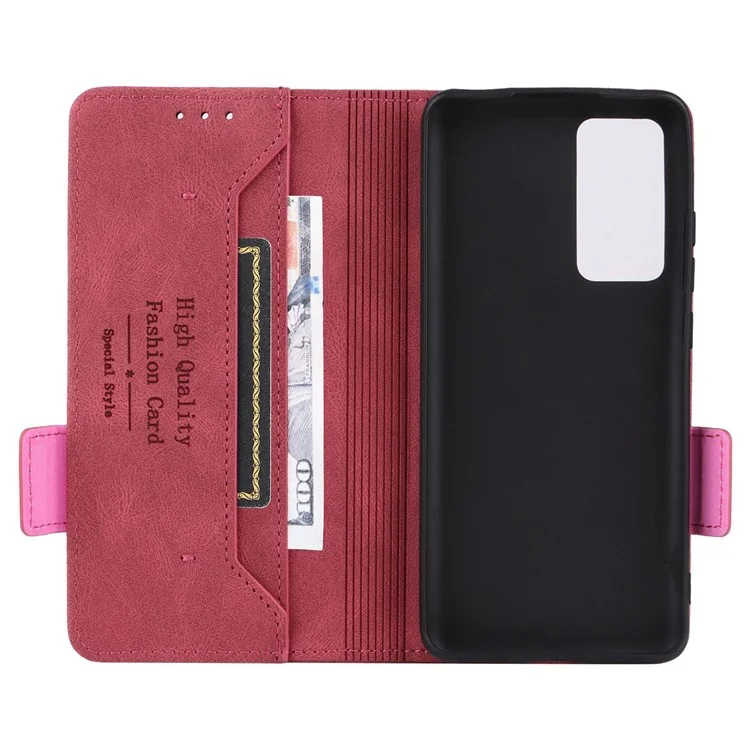 Für Xiaomi 12 5g/12x 5g/12s 5G Hardware Design Wallet Hülle PU Leder + TPU Full Protection Stand Telefonabdeckung - Rose