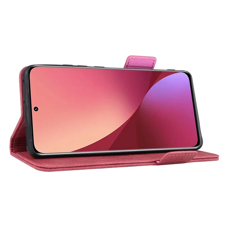 Für Xiaomi 12 5g/12x 5g/12s 5G Hardware Design Wallet Hülle PU Leder + TPU Full Protection Stand Telefonabdeckung - Rose