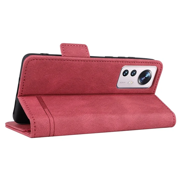 Für Xiaomi 12 5g/12x 5g/12s 5G Hardware Design Wallet Hülle PU Leder + TPU Full Protection Stand Telefonabdeckung - Rose