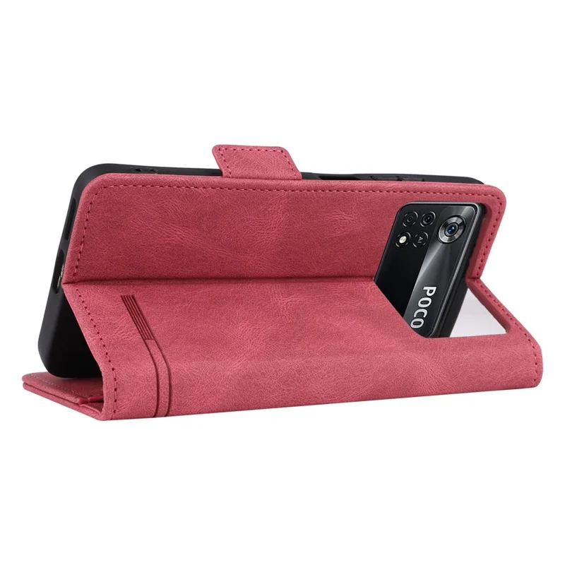 For Xiaomi Poco X4 Pro 5G Stand Wallet Leather Case Hardware Design Magnetic Clasp Phone Cover - Rose