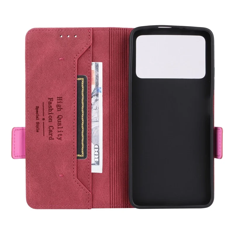 For Xiaomi Poco X4 Pro 5G Stand Wallet Leather Case Hardware Design Magnetic Clasp Phone Cover - Rose