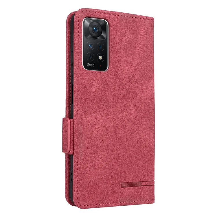 For Xiaomi Redmi Note 12 Pro 4G / 11 Pro 4G (MediaTek) / Note 11 Pro 5G (Qualcomm) Stand Wallet Phone Case PU Leather Hardware Design Magnetic Closure Cover - Rose