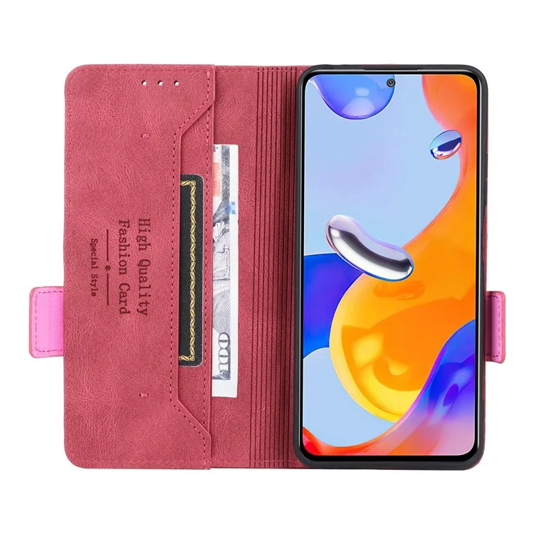 For Xiaomi Redmi Note 12 Pro 4G / 11 Pro 4G (MediaTek) / Note 11 Pro 5G (Qualcomm) Stand Wallet Phone Case PU Leather Hardware Design Magnetic Closure Cover - Rose