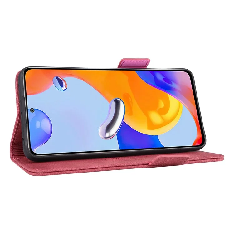 For Xiaomi Redmi Note 12 Pro 4G / 11 Pro 4G (MediaTek) / Note 11 Pro 5G (Qualcomm) Stand Wallet Phone Case PU Leather Hardware Design Magnetic Closure Cover - Rose