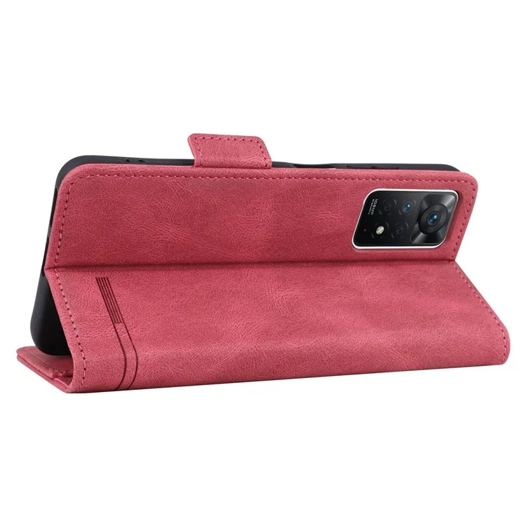 For Xiaomi Redmi Note 12 Pro 4G / 11 Pro 4G (MediaTek) / Note 11 Pro 5G (Qualcomm) Stand Wallet Phone Case PU Leather Hardware Design Magnetic Closure Cover - Rose