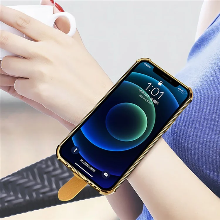 Electroplated Crocodile Texture Phone Case for Xiaomi Redmi Note 11E 5G / 10 5G / 10 Prime+ 5G Smooth-touch Anti-scratch Good Protection Cellphone Cover PU Leather Coated TPU Shell Wrist Strap Kickstand - White
