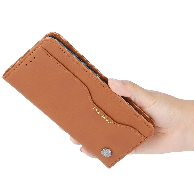 Para Xiaomi Redmi Note 11 Pro 5G (Qualcomm) / Note 11 Pro 4G (MediaTek) Ranura exterior de la tarjeta Funda de cartera de piel de imitación con soporte Cierre magnético automático Cubierta del teléfono - Marrón