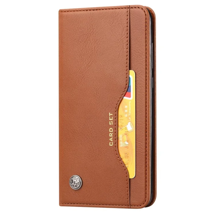 Para Xiaomi Redmi Note 11 Pro 5G (Qualcomm) / Note 11 Pro 4G (MediaTek) Ranura exterior de la tarjeta Funda de cartera de piel de imitación con soporte Cierre magnético automático Cubierta del teléfono - Marrón