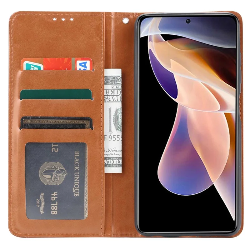 Pour Xiaomi Redmi Note 11 Pro 5G (Qualcomm)/Note 11 Pro 4G (MediaTek) Emplacement de carte extérieure Étui portefeuille en cuir PU avec support Fermeture magnétique automatique Housse de téléphone - Noir