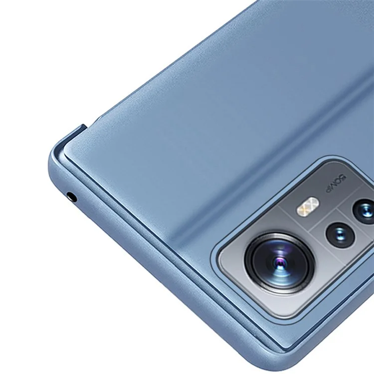 Pour Xiaomi 12 Pro 5G/12S Pro 5G/12 Pro (Dimensity) 5G Étui à rabat miroir intelligent Étui de protection pliable en cuir PU avec revêtement électrolytique - Or rose