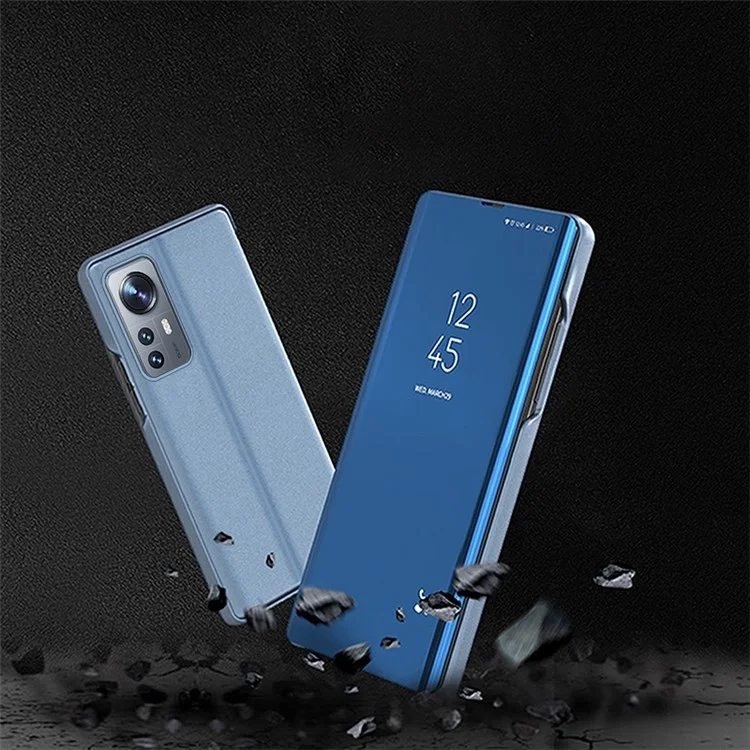 Pour Xiaomi 12 Pro 5G/12S Pro 5G/12 Pro (Dimensity) 5G Étui à rabat miroir intelligent Étui de protection pliable en cuir PU avec revêtement électrolytique - Or rose