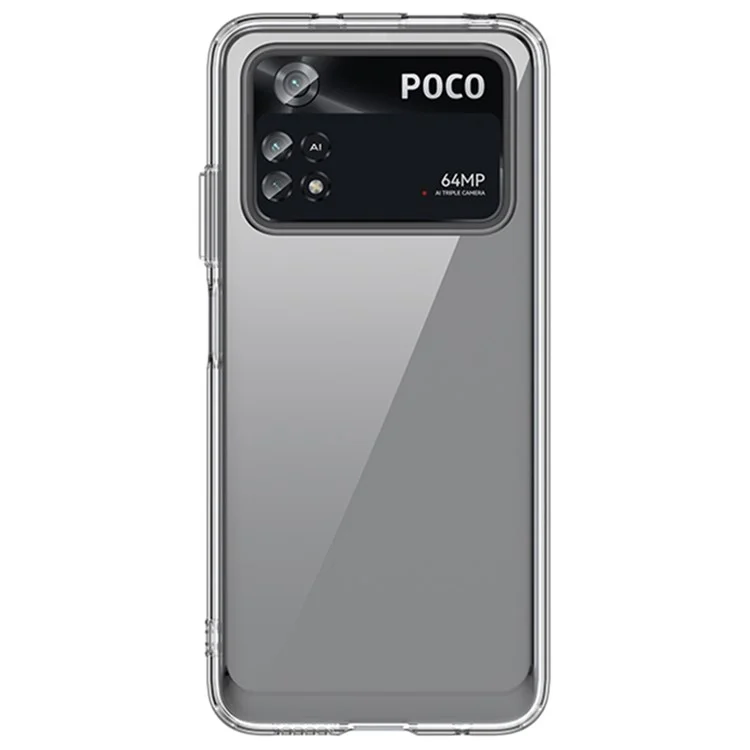 For Xiaomi Poco M4 Pro 4G Anti-drop Transparent Back Case Hybrid Acrylic + TPU Phone Cover with Independent Buttons - Transparent