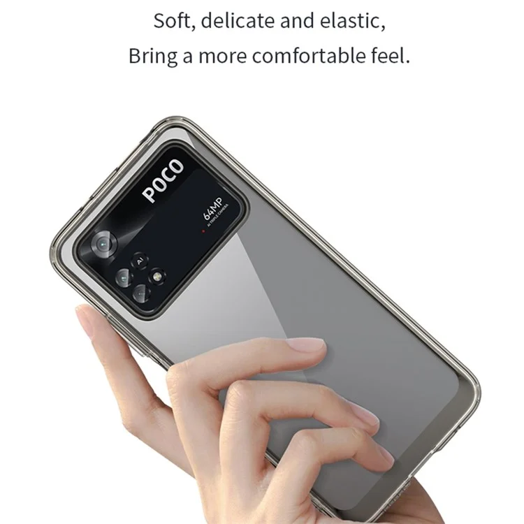 For Xiaomi Poco M4 Pro 4G Anti-drop Transparent Back Case Hybrid Acrylic + TPU Phone Cover with Independent Buttons - Transparent