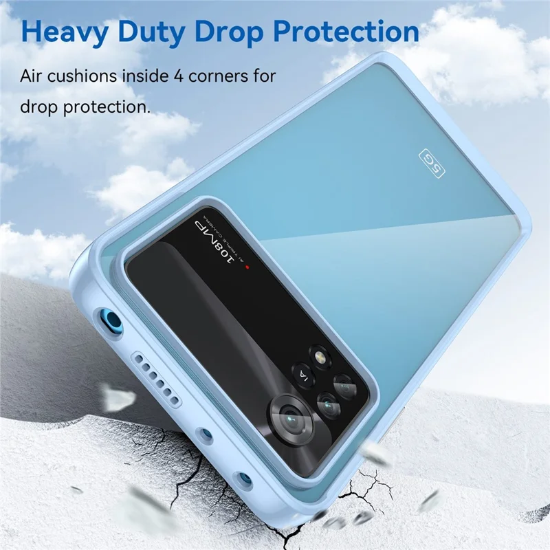 Per Xiaomi Poco X4 Pro 5G Custodia rigida in acrilico morbido TPU Custodia telefonica trasparente con pulsanti indipendenti - Baby Blue