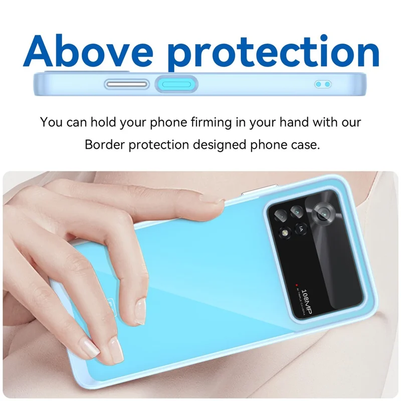 Per Xiaomi Poco X4 Pro 5G Custodia rigida in acrilico morbido TPU Custodia telefonica trasparente con pulsanti indipendenti - Baby Blue