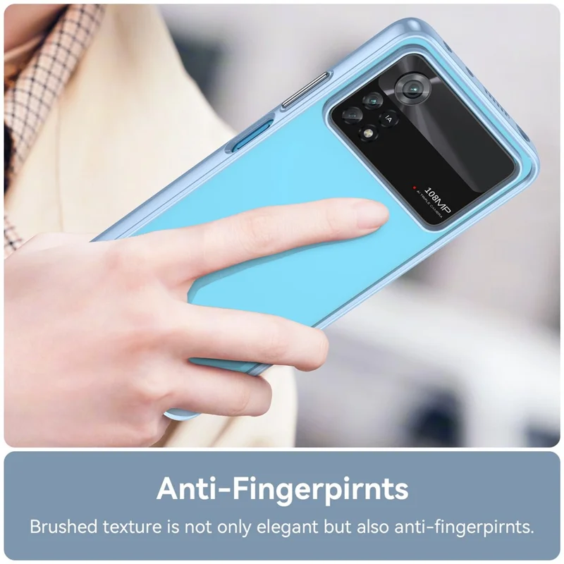 Per Xiaomi Poco X4 Pro 5G Custodia rigida in acrilico morbido TPU Custodia telefonica trasparente con pulsanti indipendenti - Baby Blue