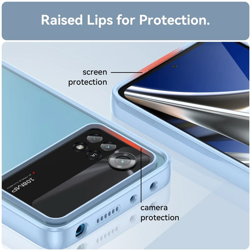 Per Xiaomi Poco X4 Pro 5G Custodia rigida in acrilico morbido TPU Custodia telefonica trasparente con pulsanti indipendenti - Baby Blue