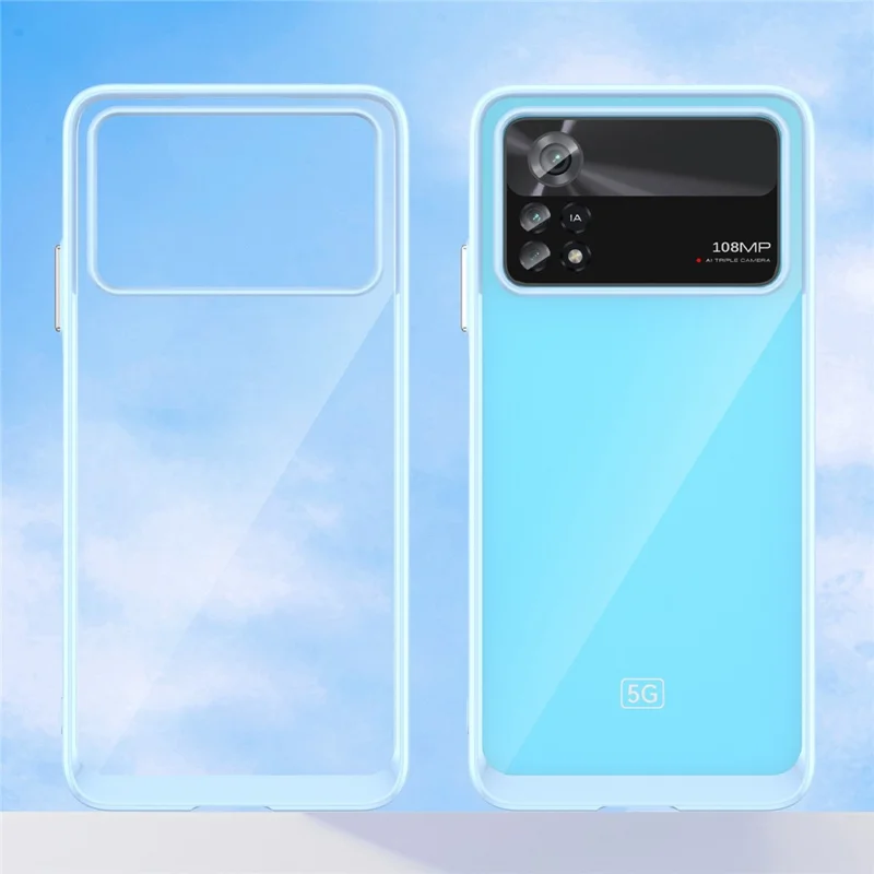 Per Xiaomi Poco X4 Pro 5G Custodia rigida in acrilico morbido TPU Custodia telefonica trasparente con pulsanti indipendenti - Baby Blue
