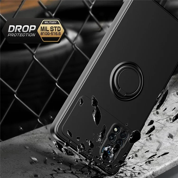 Custodia TPU gommata per Xiaomi Poco X4 Pro 5G Custodia protettiva con anello supporto shock-proof anti-caduta Custodia per telefono - Zaffiro